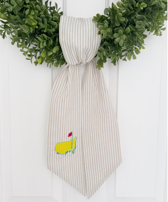 Khaki Striped Golf Wreath Sash, No Monogram