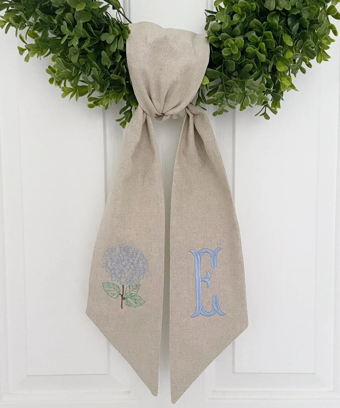 Tan Hydrangea Wreath Sash