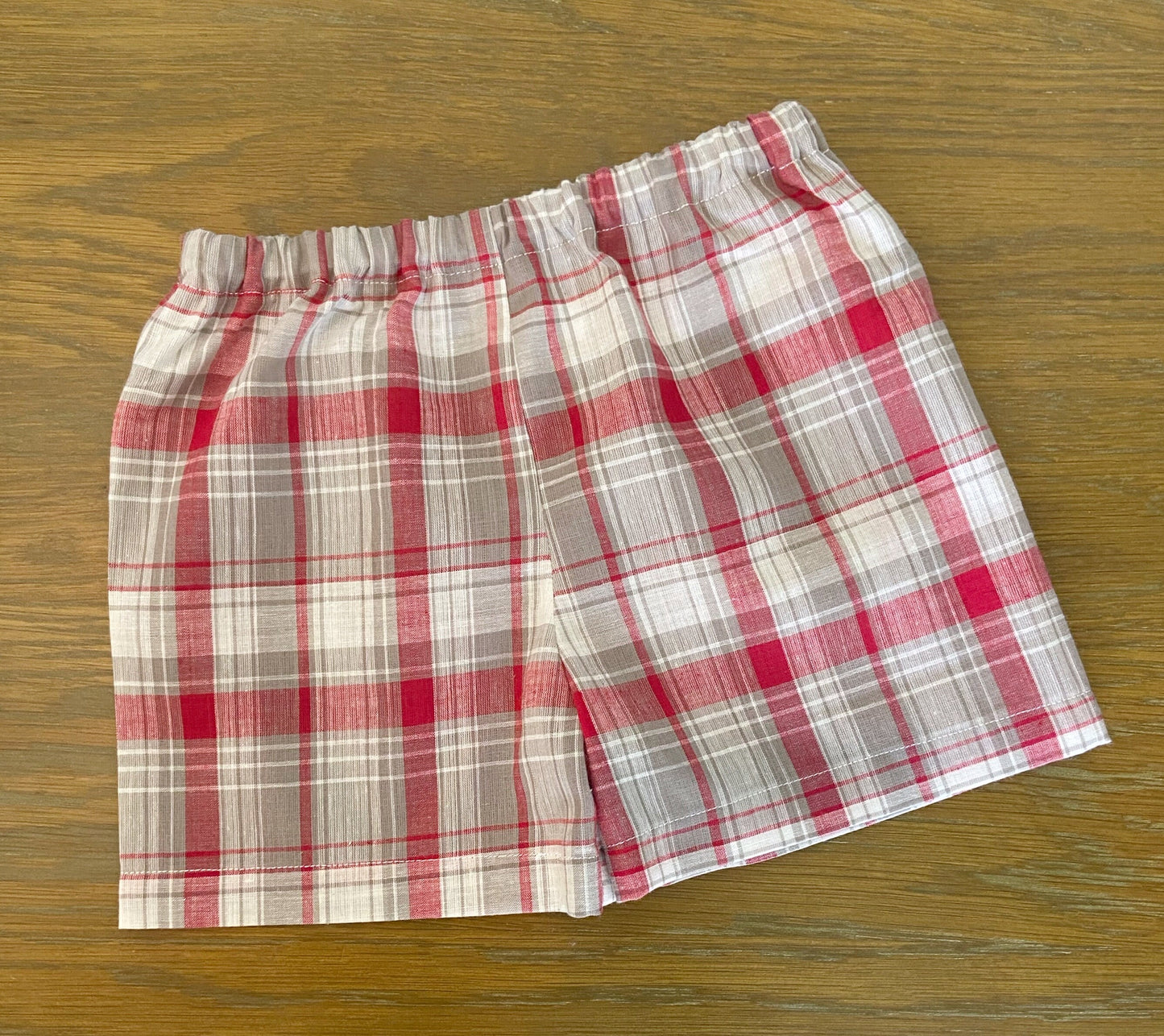 READY to SHIP! Red and Gray Check Shorts - Alabama Plaid Shorts - Crimson and Gray Shorts - Custom Shorts - Toddler Football Shorts