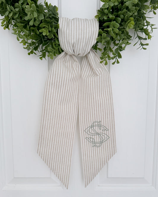 Double Initial Khaki Striped Sash