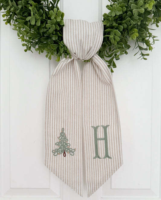 Sage Green Christmas Tree Wreath Sash